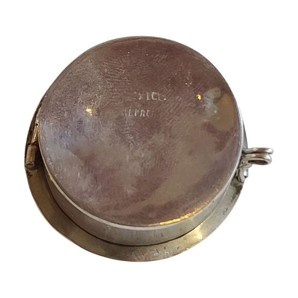 Vintage Alpaca Mexico Mother of Pearl Abalone Shell Stars Pill Container - Picture 7 of 10